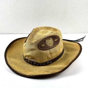 Vtg Sierra Cowboy Hat Unisex Medium Tan Mesh Crown Horseshoe Studded Band
